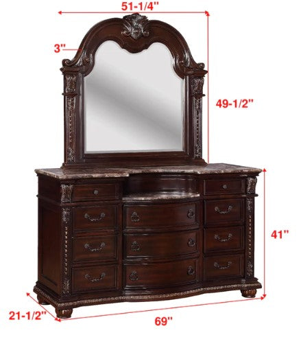 Stanley Cherry Brown Bedroom Dresser Mirror