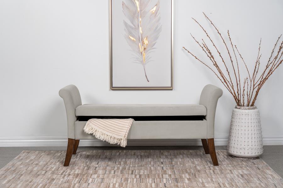 Farrah Upholstered Rolled Arms Storage Bench