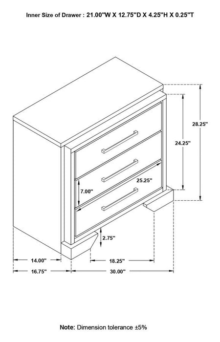 Baker 3-drawer Nightstand Brown and Light Taupe