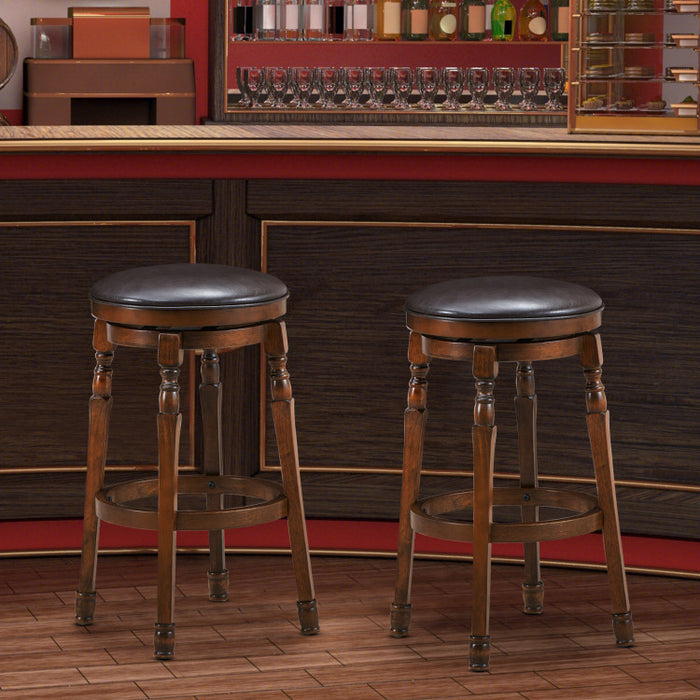 Set of 2 24/29 Inch Swivel Leather Padded Dining Bar Stools