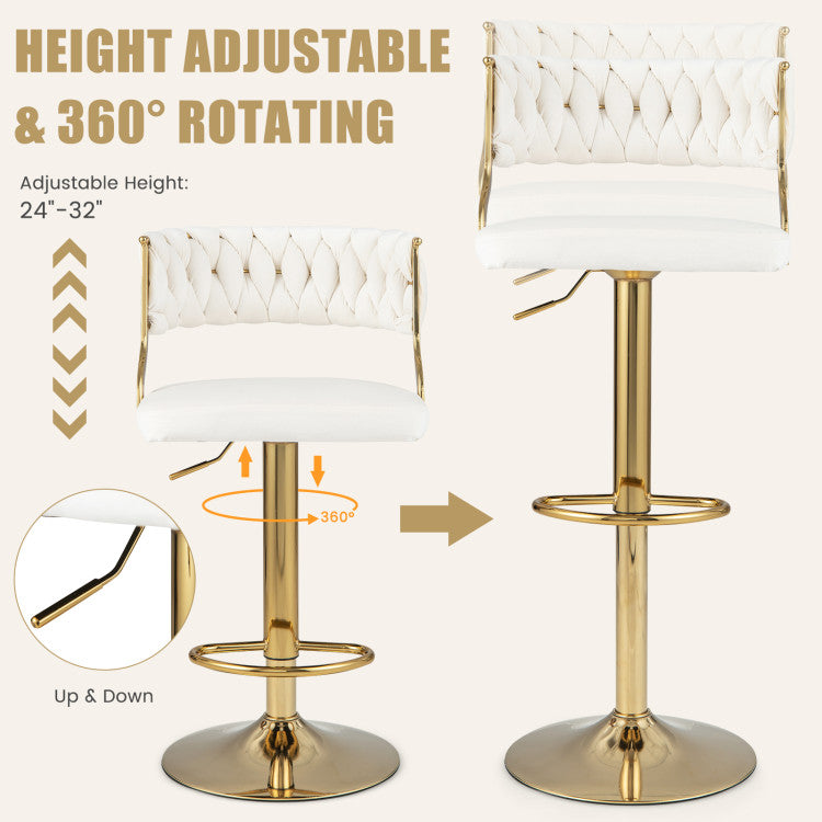 Swivel Barstool with Woven Back Set of 2 for Kitchen Island Cafe