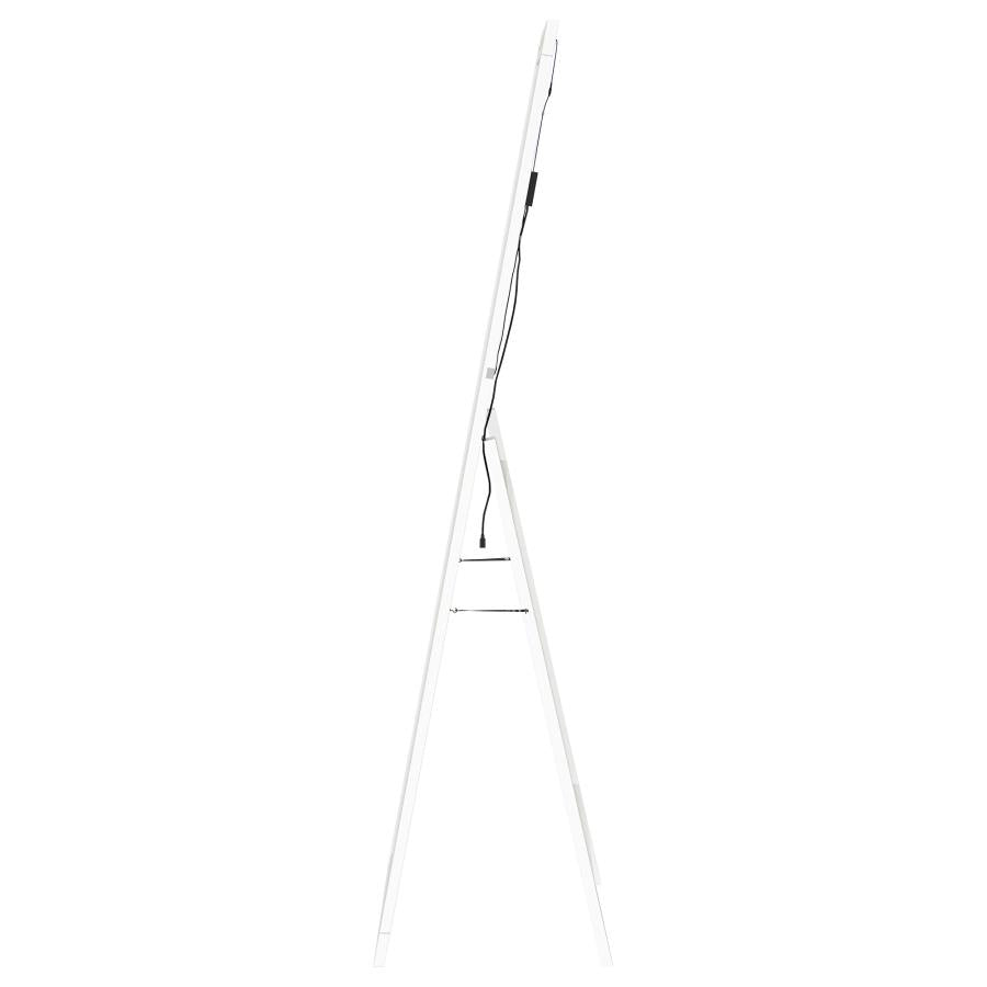 Windrose Full Length Floor Standing Tempered Mirror with LED Lighting White