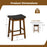 Faux PU Leather Bar Height Stools Set of 2 with Woven Curved Seat