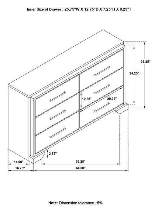 Baker 6-drawer Dresser Brown and Light Taupe