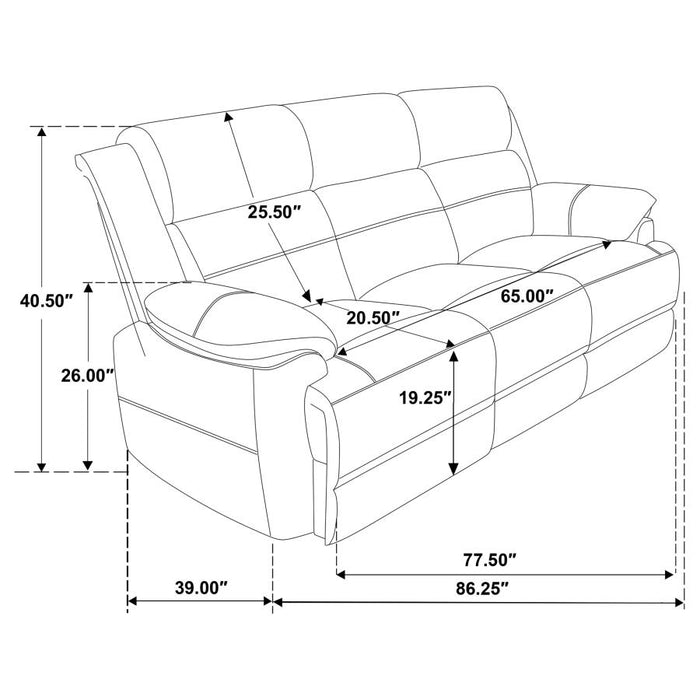 Ellington 3-piece Upholstered Padded Arm Sofa Set Dark Brown