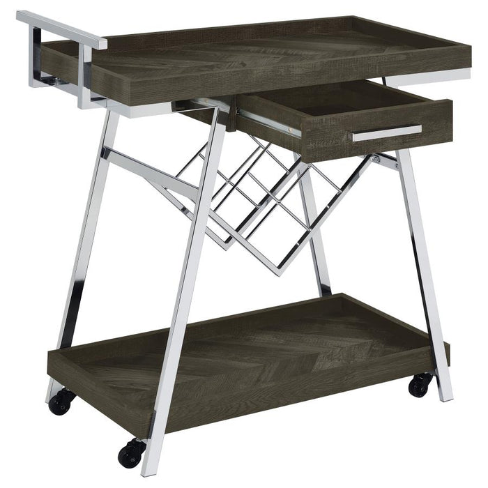 Kinney 2-tier Bar Cart with Storage Drawer Rustic