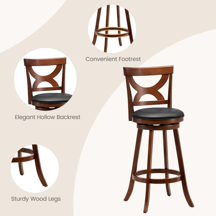 Swivel Bar Stools Set of 2 with Soft Cushion and Elegant Hollow Backrest