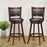 2 Pieces 29 Inch Wooden Swivel Height Bar Stool with PVC Cushioned Seat