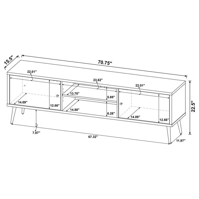 Allie 2-door Engineered Wood TV Stand With Storage Shelf Antique Pine and Grey