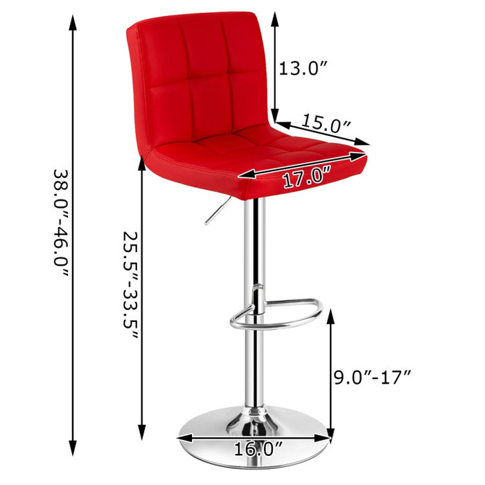 Armless PU Leather Bar Stool with Adjustable Height and Swivel Seat