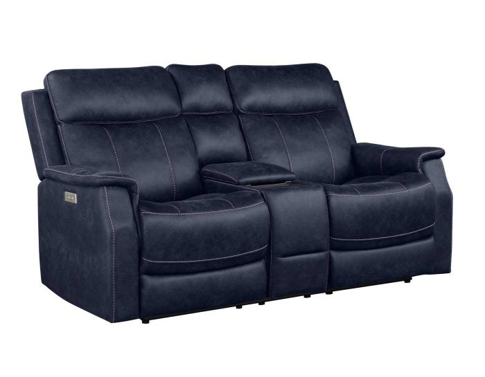 Valencia Dual-Power Leatherette Reclining Console Loveseat