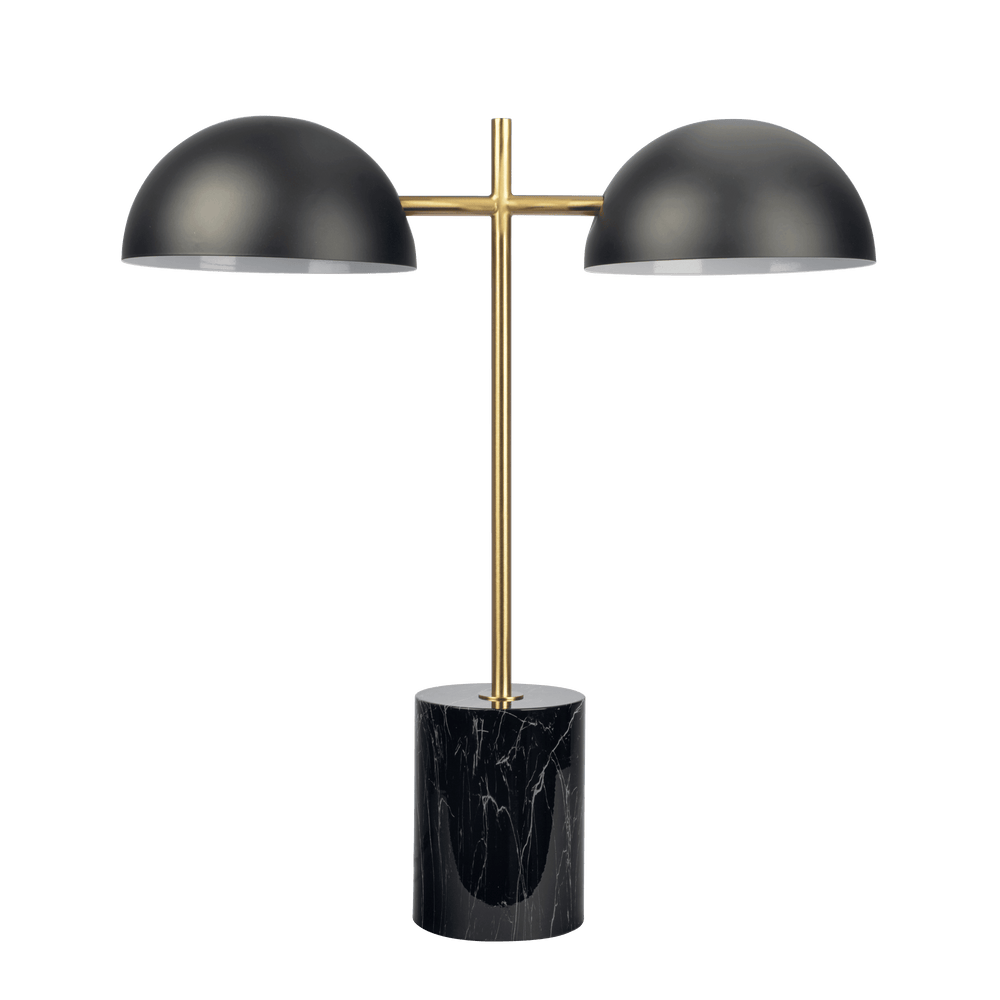 Nova Hydro Black Table Lamp with On/Off Switch Double Lamp with Faux Marble Base - West Lamp