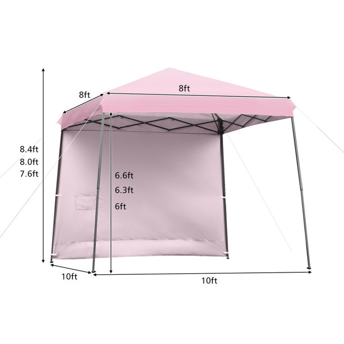 10 x 10 Feet Pop Up Tent Slant Leg Canopy with Roll-up Side Wall