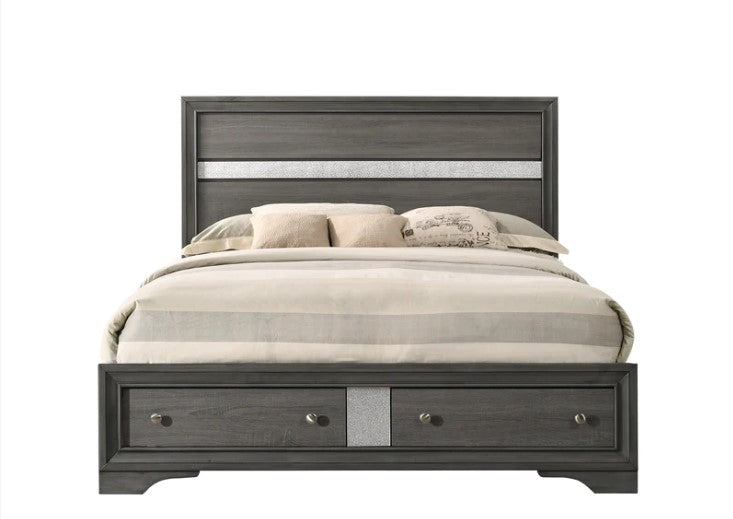 Regata Gray/Silver Storage Platform Bed