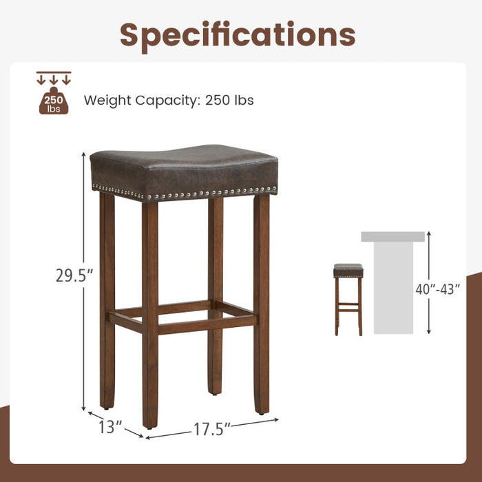 Upholstered Bar Stools Set of 2 with Footrests for Counter