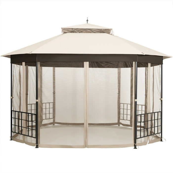 10’x 12’ Octagonal Patio Gazebo with Mosquito Net