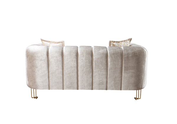 Santana Ivory Velvet Sofa & Loveseat