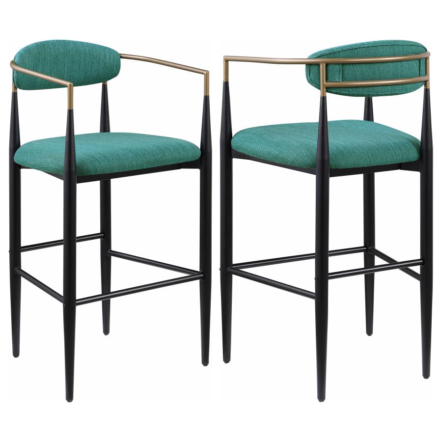 Tina Metal Pub Height Bar Stool with Upholstered Back and Seat set of 2
