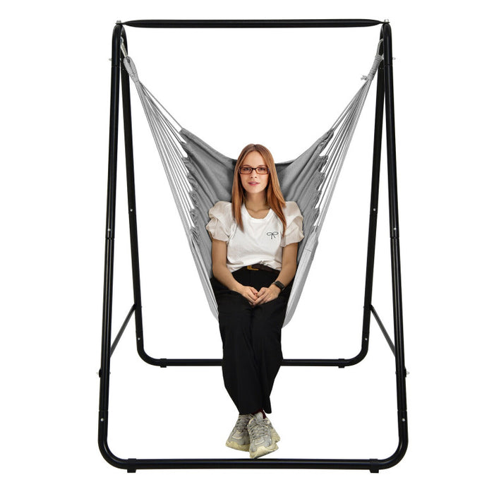 Hanging Padded Hammock Chair with Stand and Heavy Duty Steel