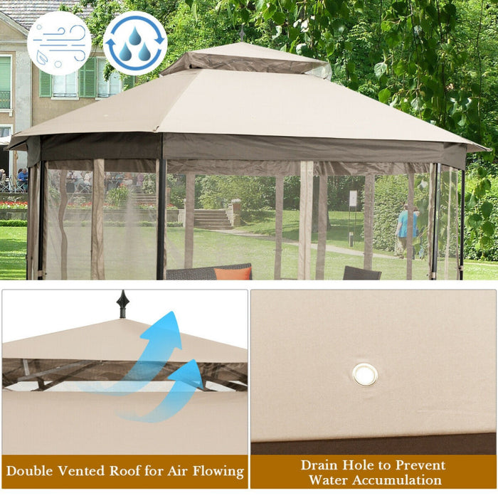 10’x 12’ Octagonal Patio Gazebo with Mosquito Net