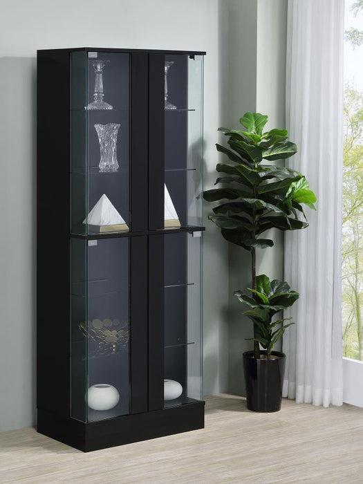 Cabra Display Case Curio Cabinet with Glass Shelves and LED Lighting White/ Black High Gloss