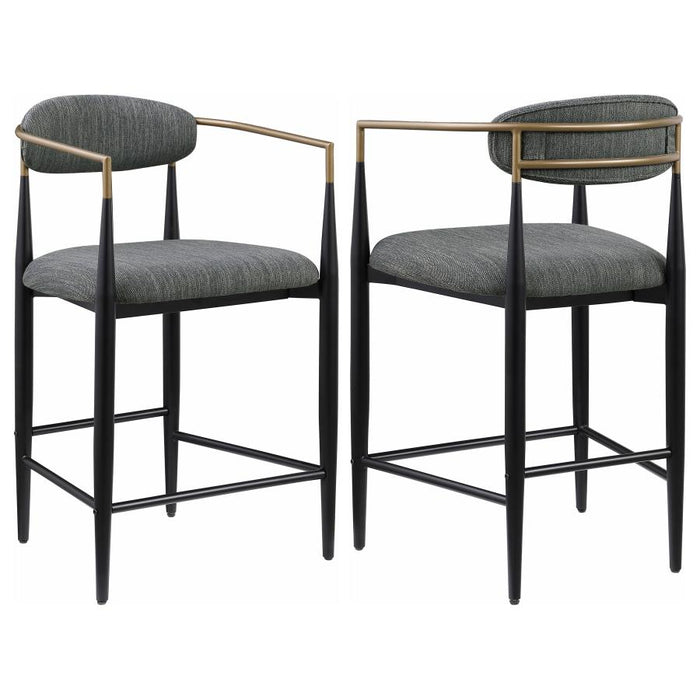 Tina Metal Counter Height Bar Stool with Upholstered Back and Seat