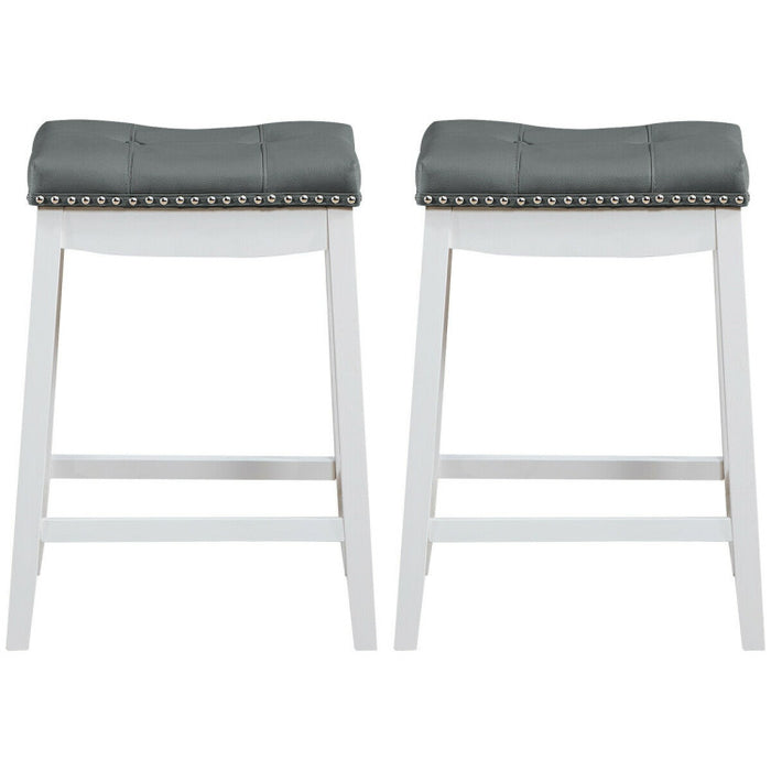 Set of 2 24-Inch Height Backless Counter Stool with Footrest