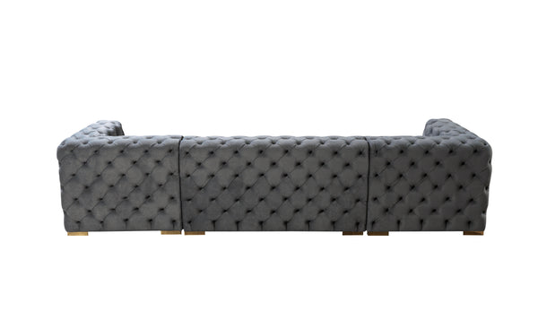 Neva Gray Velvet Double Chaise Sectional