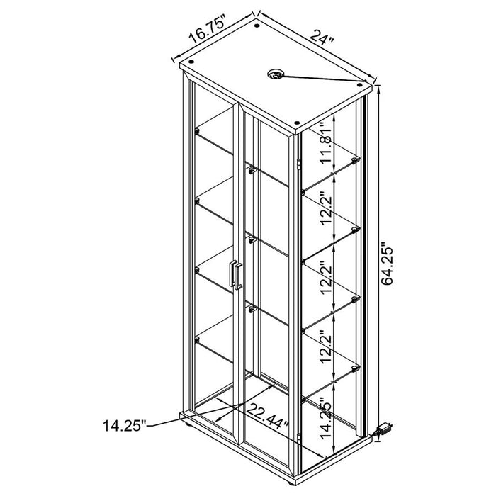 Aero 5-shelf Display Curio Cabinet with LED Lighting Black