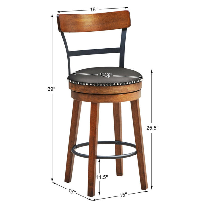 25.5 Inch/30.5 Inch 360-Degree Bar Swivel Stools with Leather Padded