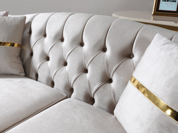 Milena Ivory Velvet Sofa & Loveseat