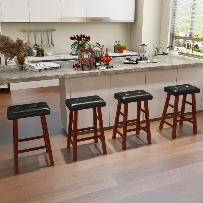 Set of 2 Modern Backless Bar Stools with Padded Cushion