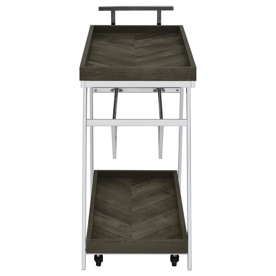 Kinney 2-tier Bar Cart with Storage Drawer Rustic