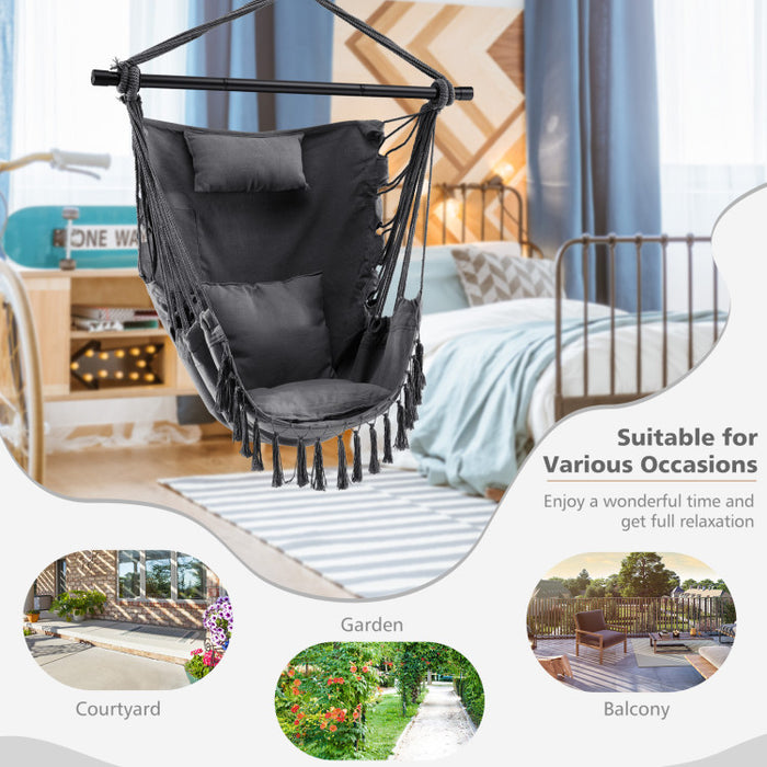 Hanging Rope Swing Chair with Soft Pillow and Cushions(clearance)