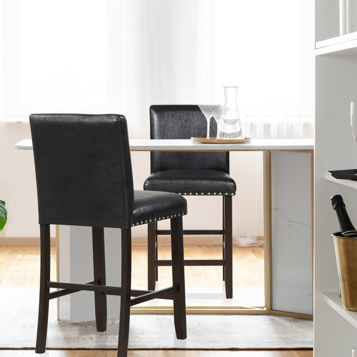 Set of 2 Bar Stools with Back for Kitchen Island