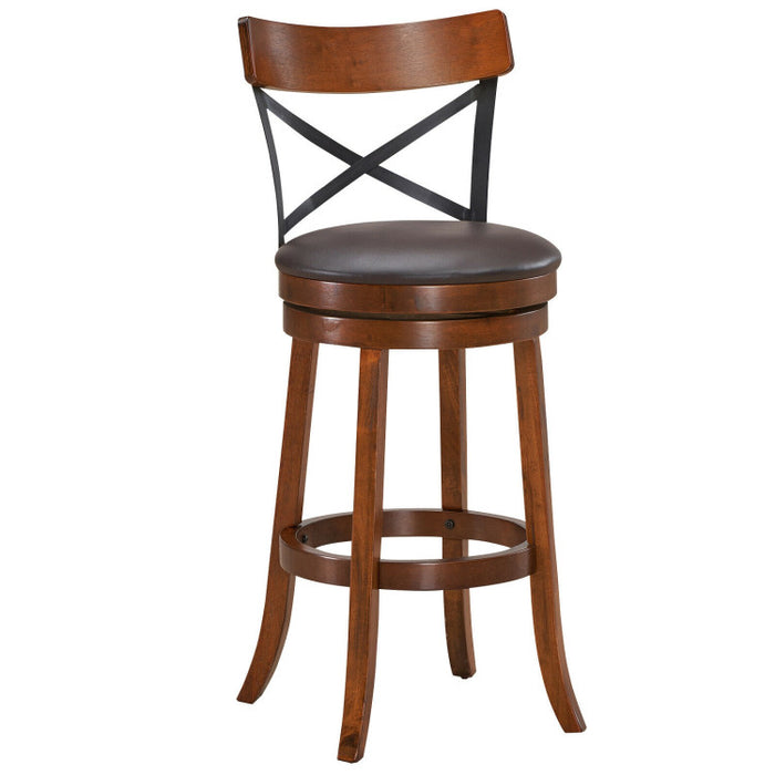 Set of 2 Bar Stools 360-Degree Swivel Dining Bar Chairs with Rubber Wood Legs