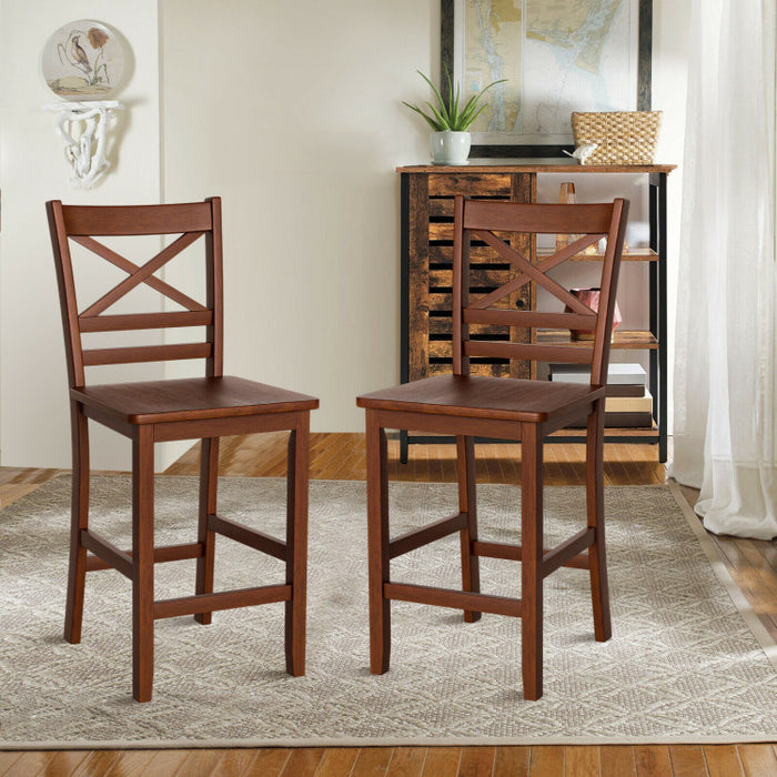 Set of 2 Bar Stools 25 Inch Counter Height Chairs