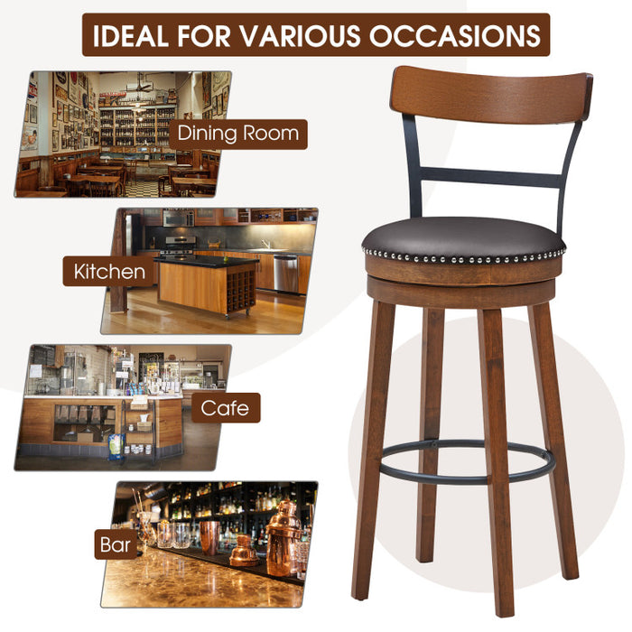 Set of 2 Swivel Counter Height Bar Stools