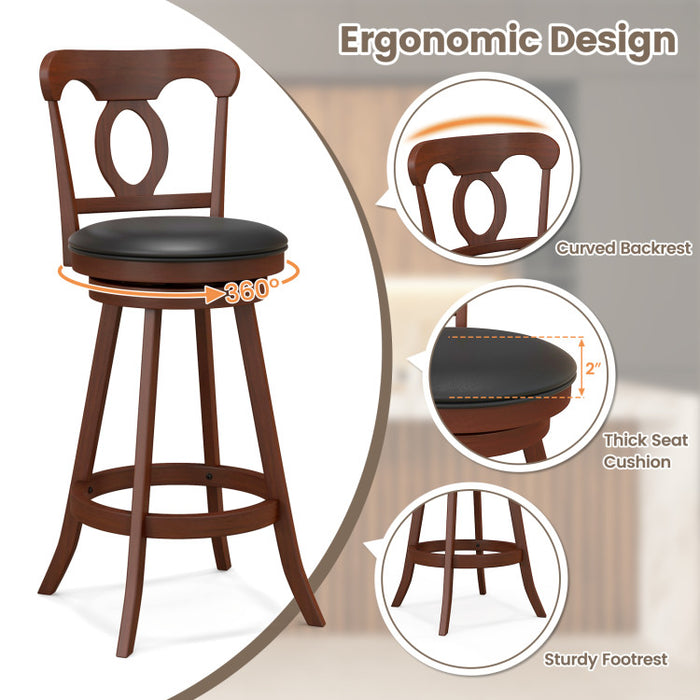 Set of 2 24/30 Inch Swivel Bar Stools with Footrest