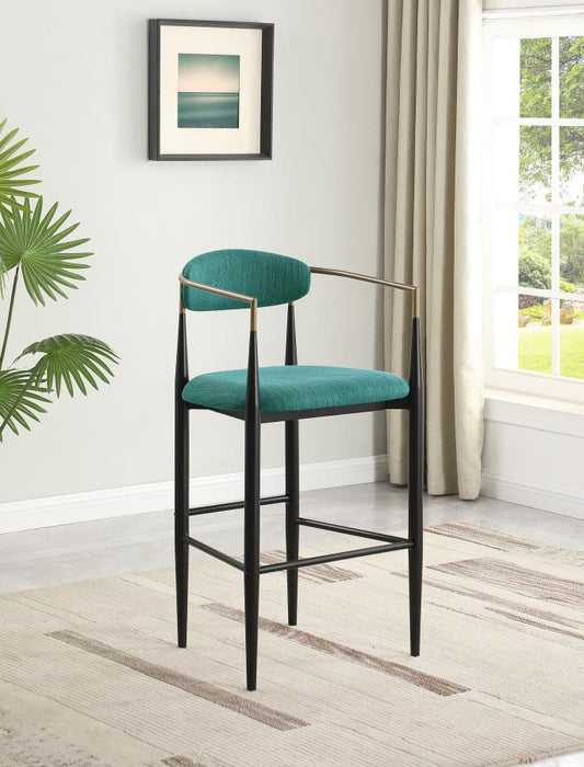 Tina Metal Pub Height Bar Stool with Upholstered Back and Seat set of 2