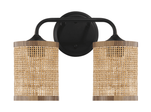 Quell Double Light Vanity With Natural Rattan Shade Wall Lamp - West Lamp