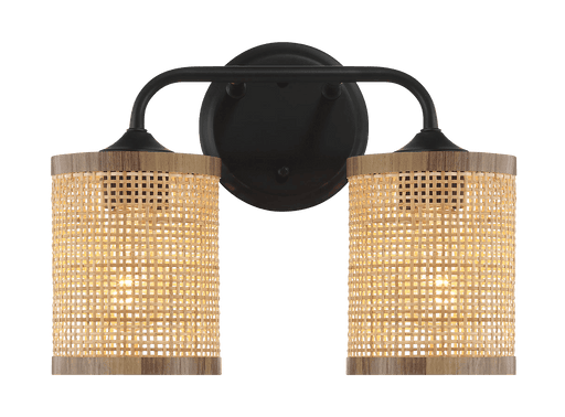 Quell Double Light Vanity With Natural Rattan Shade Wall Lamp - West Lamp