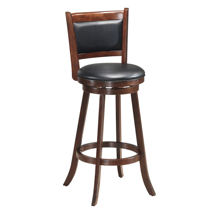 2 Pieces 29 Inch Wooden Swivel Height Bar Stool with PVC Cushioned Seat