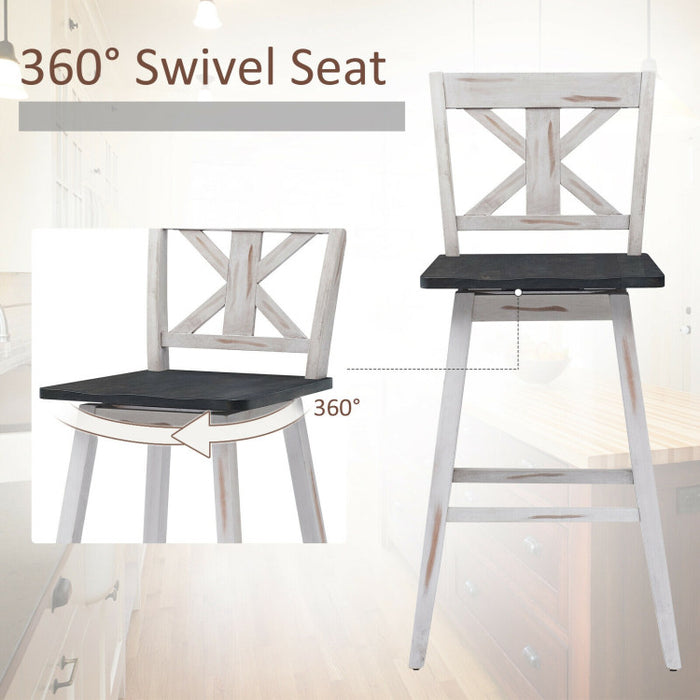 Set of 2 29 Inch 360-Degree Swivel Bar Stools for Home Restaurant