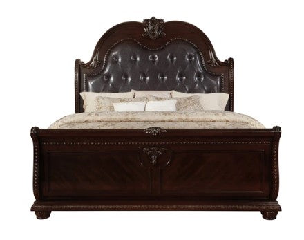 Stanley Cherry Brown Queen Upholstered Sleigh Bed