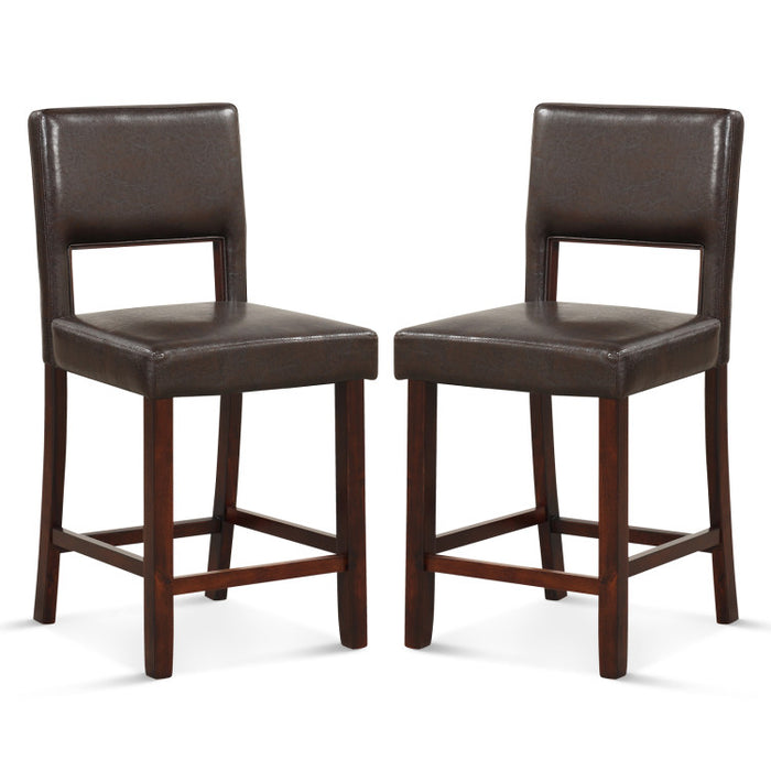 2 Piece Bar Chair Set with Hollowed Back and Rubber Wood Legs