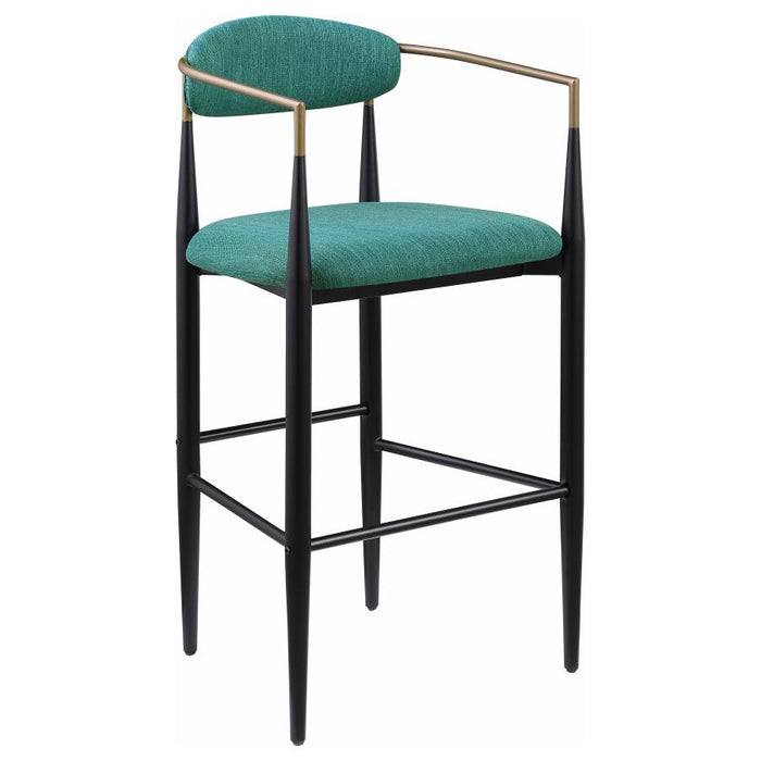 Tina Metal Pub Height Bar Stool with Upholstered Back and Seat set of 2