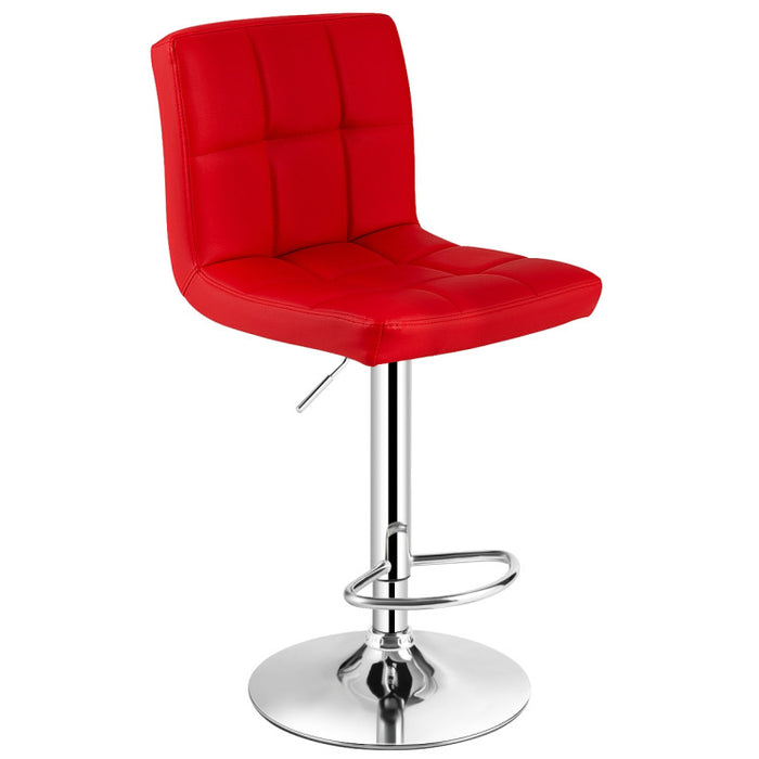 Armless PU Leather Bar Stool with Adjustable Height and Swivel Seat