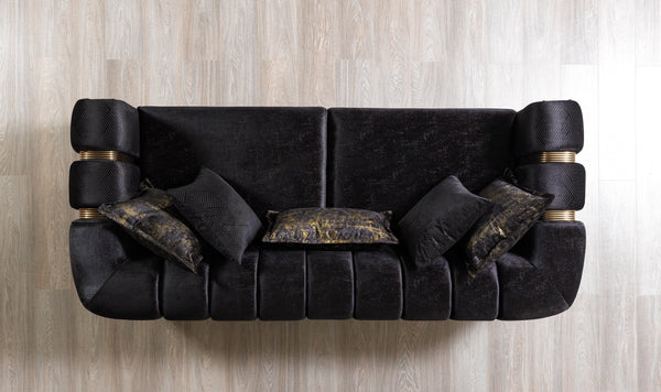 Santana Black Velvet Sofa & Loveseat