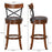 Set of 2 Bar Stools 360-Degree Swivel Dining Bar Chairs with Rubber Wood Legs